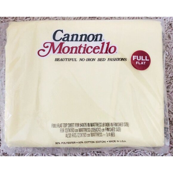 Vintage Cannon Monticello Full Yellow Flat Top Sheet 50% Cotton 50% NIP - Picture 1 of 4